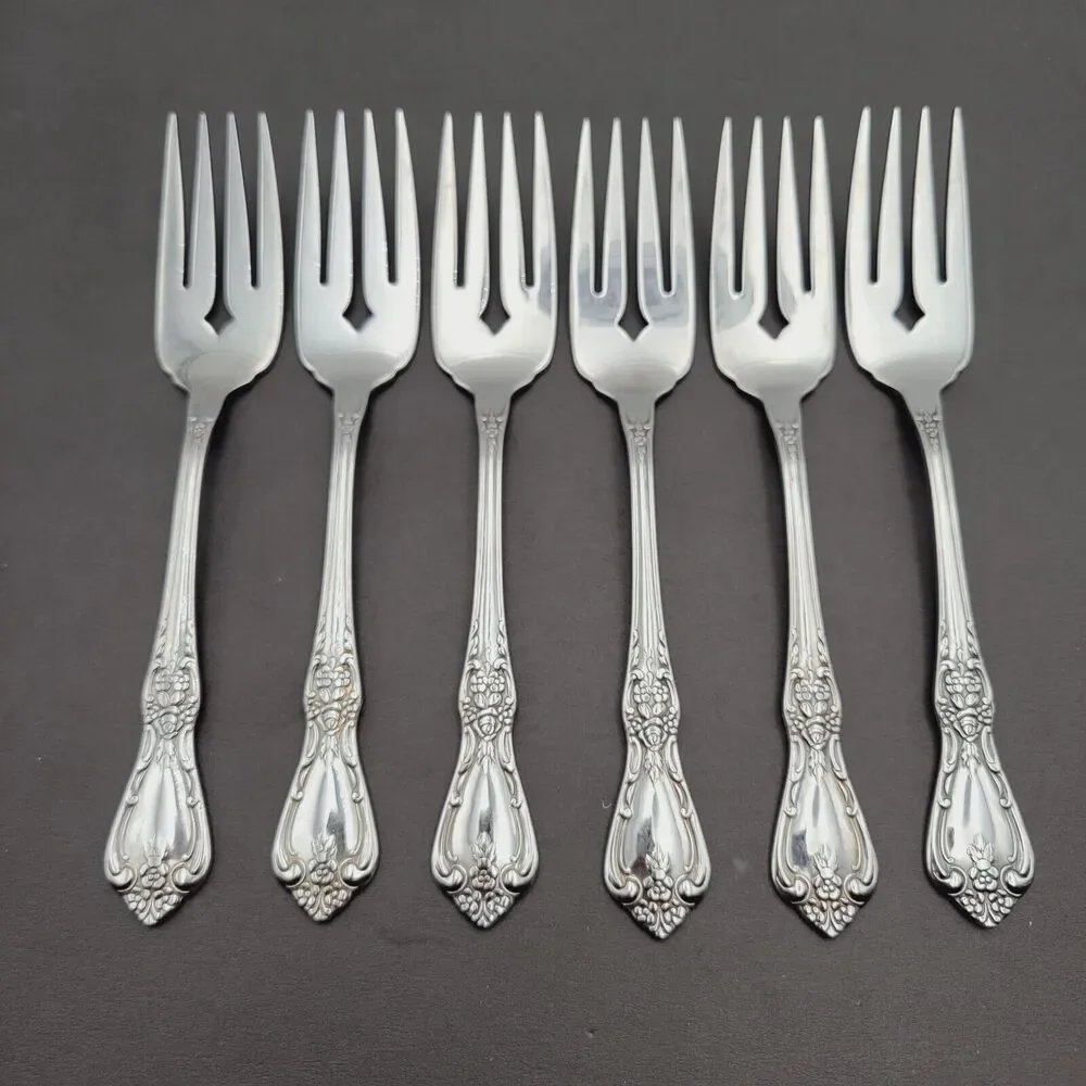 Set of 6 Oneida Salad Fork KENNETT Square Distinction Deluxe STAINLESS STEEL
